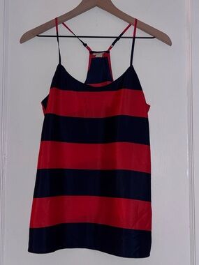 J. Crew Red Navy Striped Tank Top